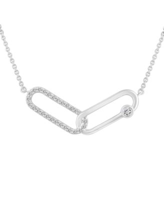 Macy's - Diamond Link Collar Necklace (1/4 ct. t.w.) in 10k White Gold