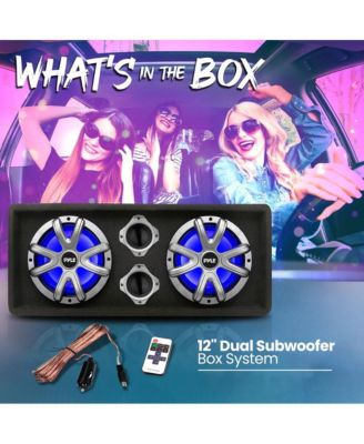 Dual Subwoofer Box System, 12'' Vented Enclosure, 1200W Max, LED Lights