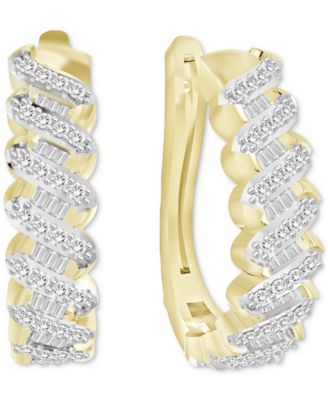 Macy's - Diamond Oval Hoop Earrings (1/2 ct. t.w.) in 14k Yellow Gold