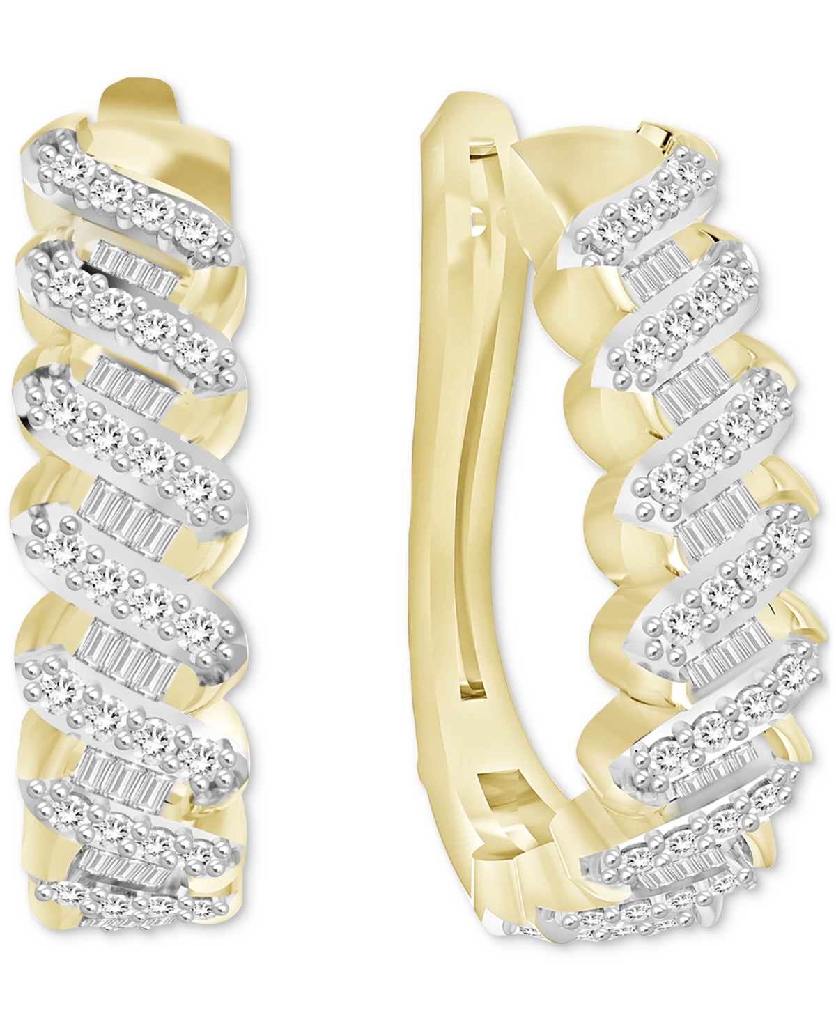 Macy's Diamond Oval Hoop Earrings (1/2 Ct. T.w.) In 14k Yellow Gold In Yellow Gold