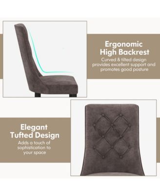 Tufted Dining Chairs Set of 4 w/ High Backrest Rubber Wood Legs Padded Seat