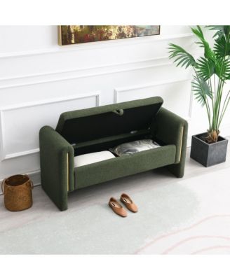 Modern Teddy Bed End Bench with Storage and Arms, Upholstered Foot Rest Stool, Comfy Vanity Bench
