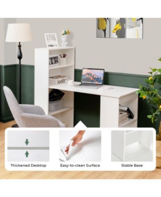 Computer Desk Writing Workstation Office with 6-Tier Storage Shelves