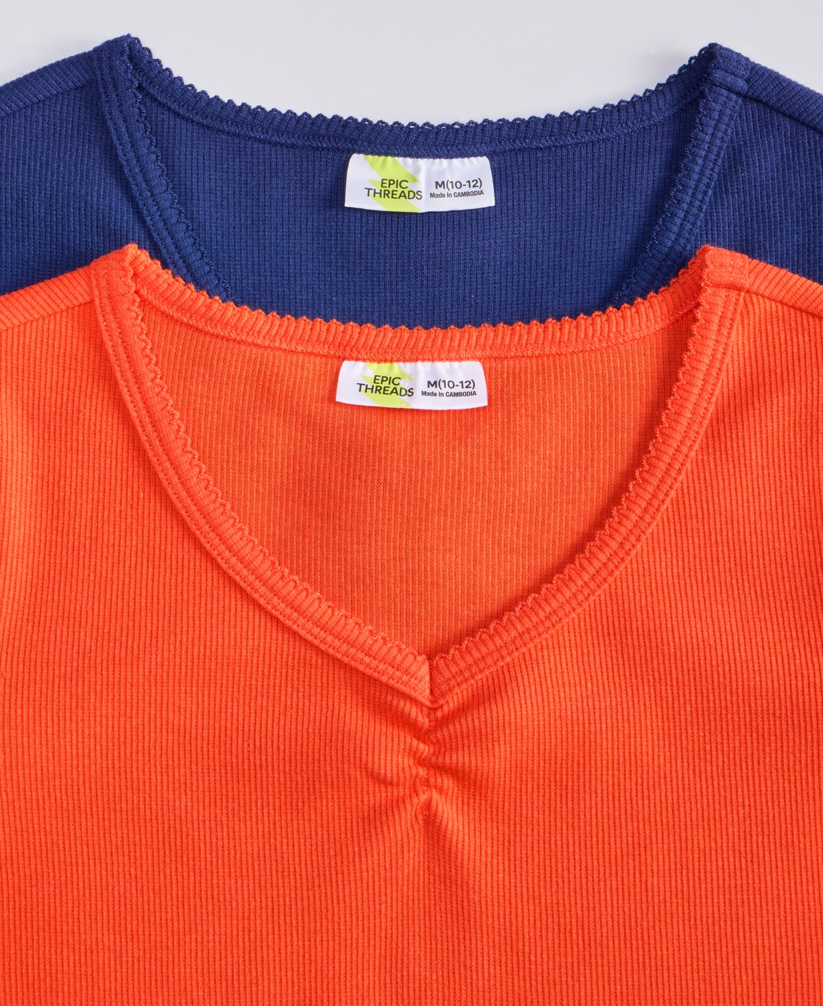 Epic Threads Kid Girl Ruched V-neck Top, Exclusively At Macy's In Mandarin R