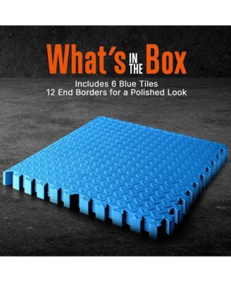6-Piece Puzzle Exercise Mat, EVA Foam Tiles, Blue