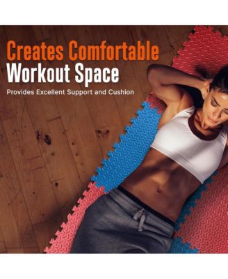50-Piece Puzzle Exercise Mat, EVA Foam Tiles, Red/Blue