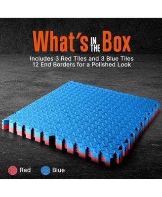 6-Piece Puzzle Exercise Mat, EVA Foam Tiles, Red/Blue