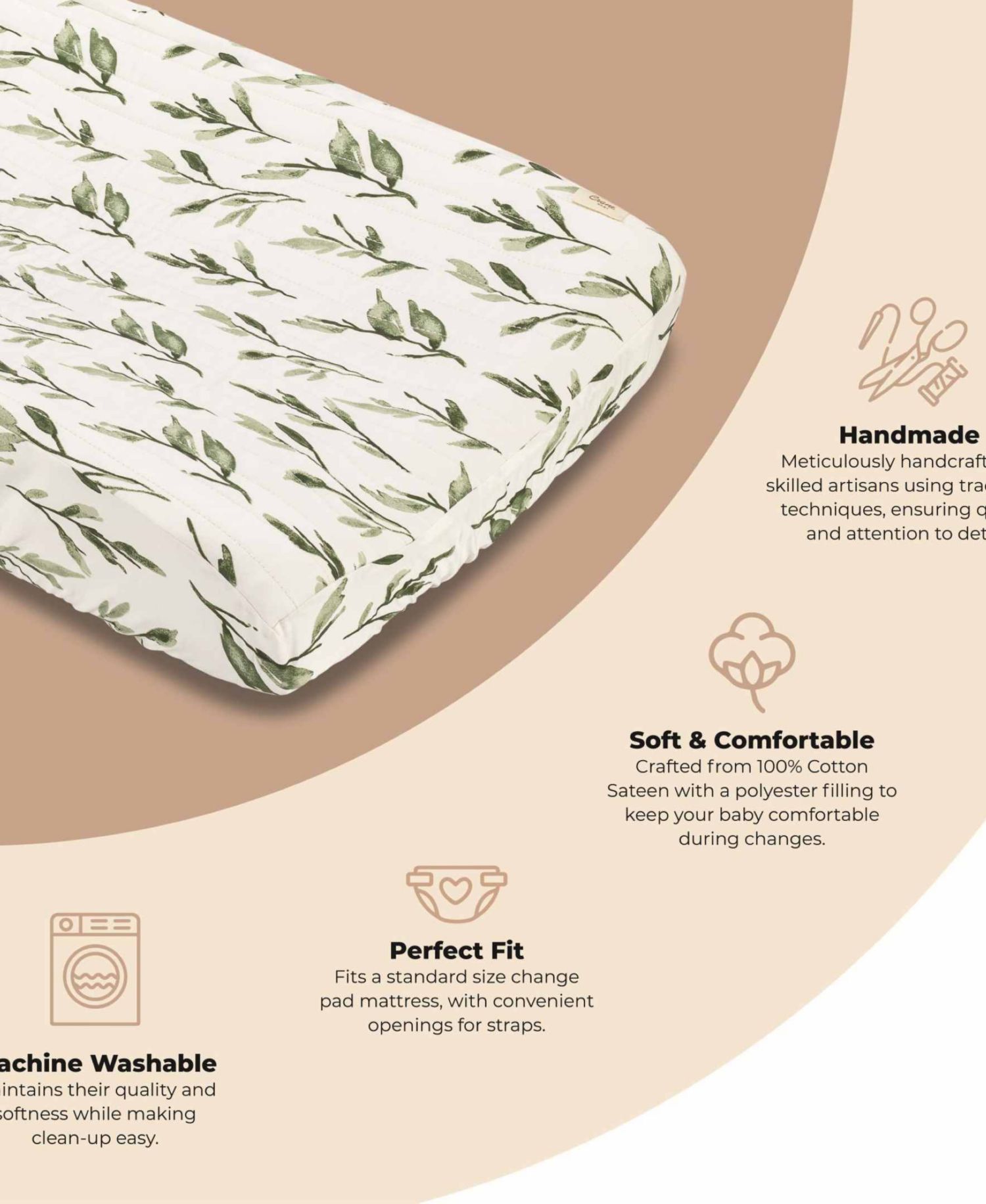 Parker Quilted Change Pad Cover - Leaf