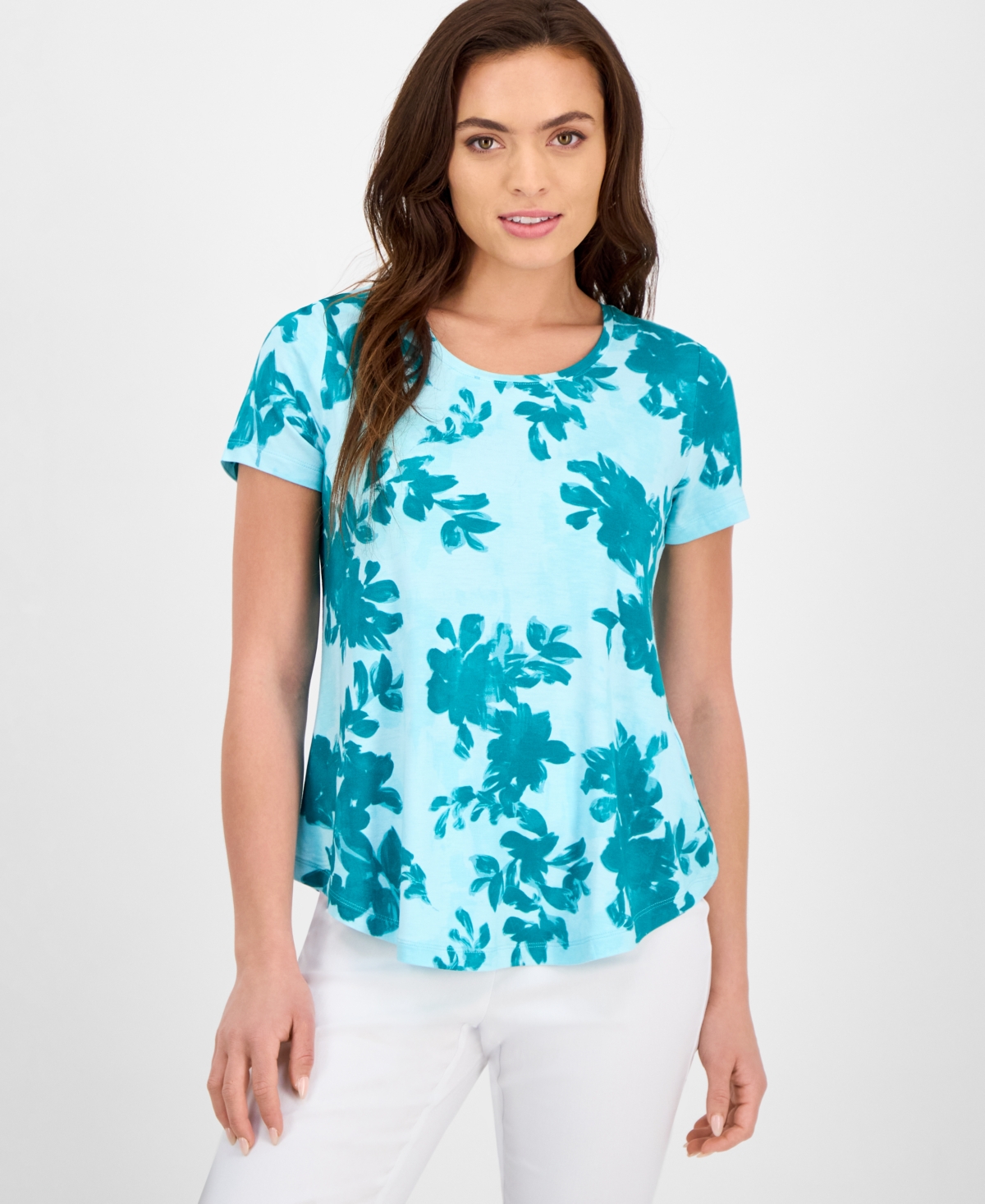 JM COLLECTION PETITE SHORT-SLEEVE TEE, EXCLUSIVELY AT MACY'S 