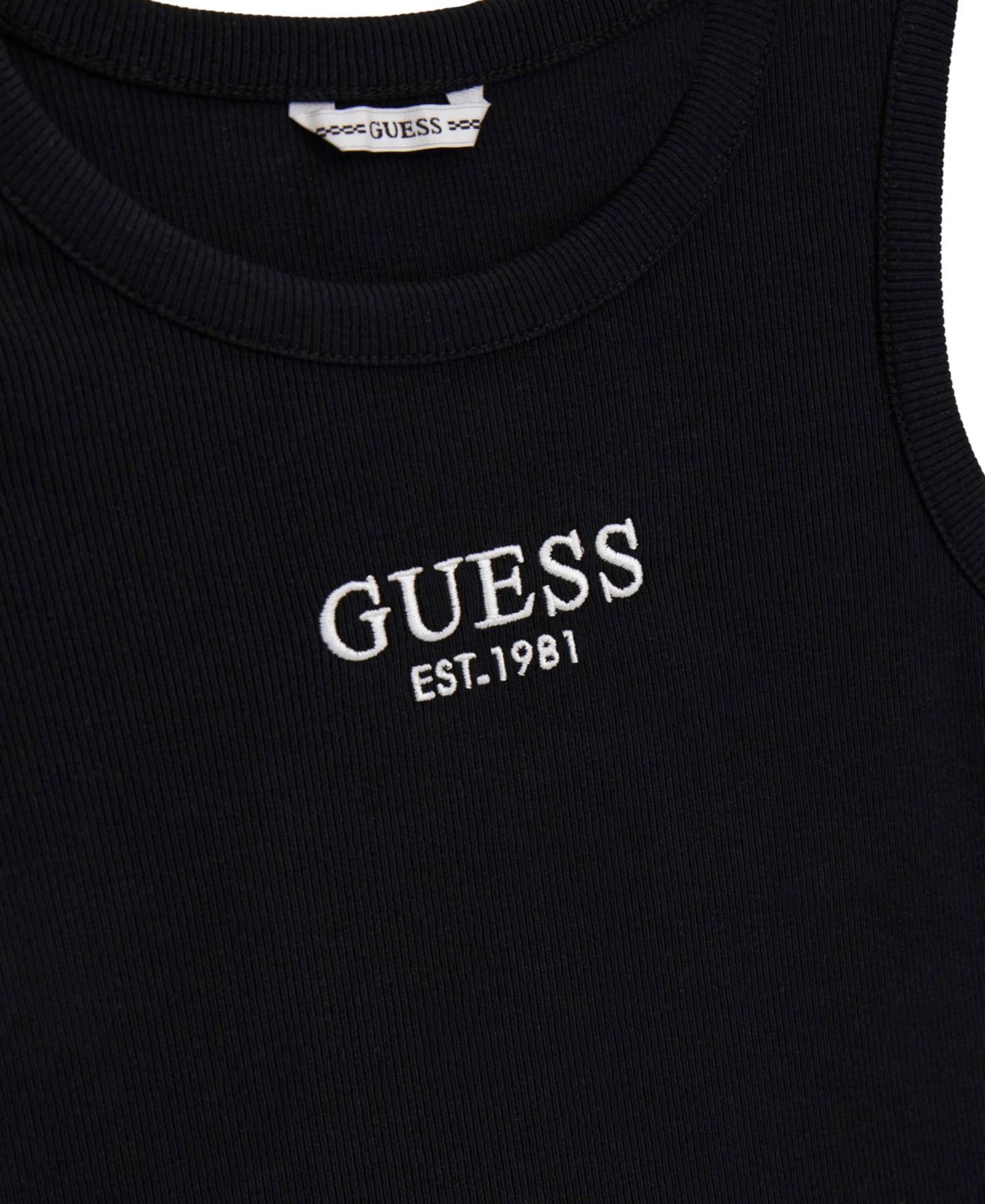 Детская майка Guess в рубчик, длина миди, 7-16, цвет: Чёрный — фото 3