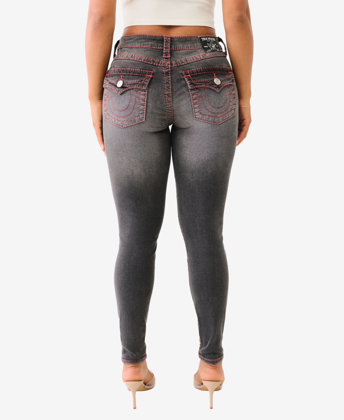 TRUE RELIGION WOMEN'S JENNIE SKINNY BIG T FLAP JEANS 