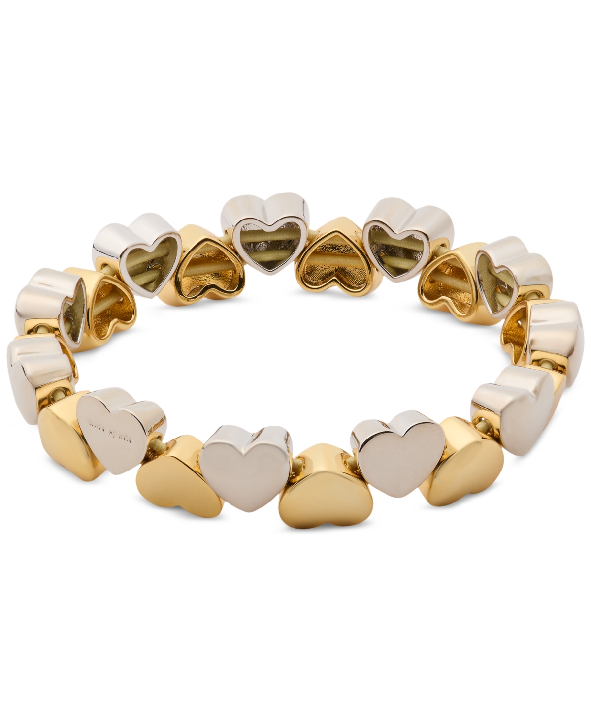 KATE SPADE TWO-TONE POLISHED HEART DOUBLE ROW STRETCH BRACELET 