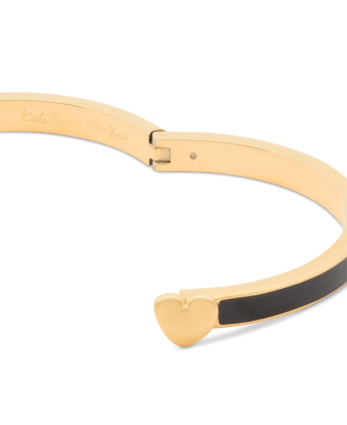 Kate Spade Heart You Enamel Hinged Bangle In Black,gold