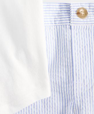 Baby Boys Button-Up Shirt, Seersucker Bowtie, and Seersucker Pants, 3 Piece Set