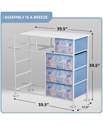 9 Drawers Dresser - Furniture Storage for Bedroom, Closet, Office Organization - Steel Frame, Wood Top, Fabric Bins