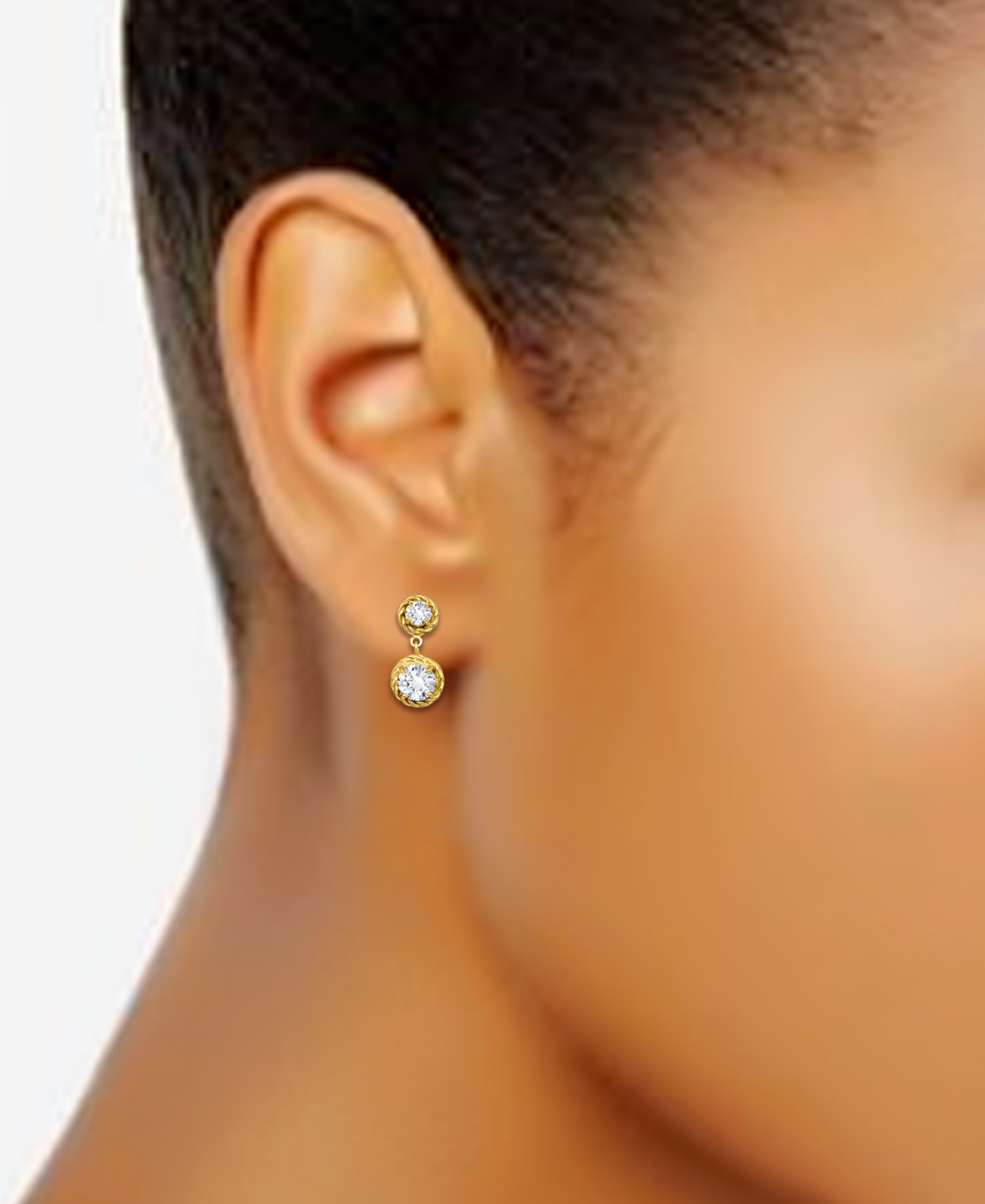 Giani Bernini Cubic Zirconia Rope Frame Double Drop Earrings In 18k Gold-plated Sterling Silver, Exclusively At Ma In Gold