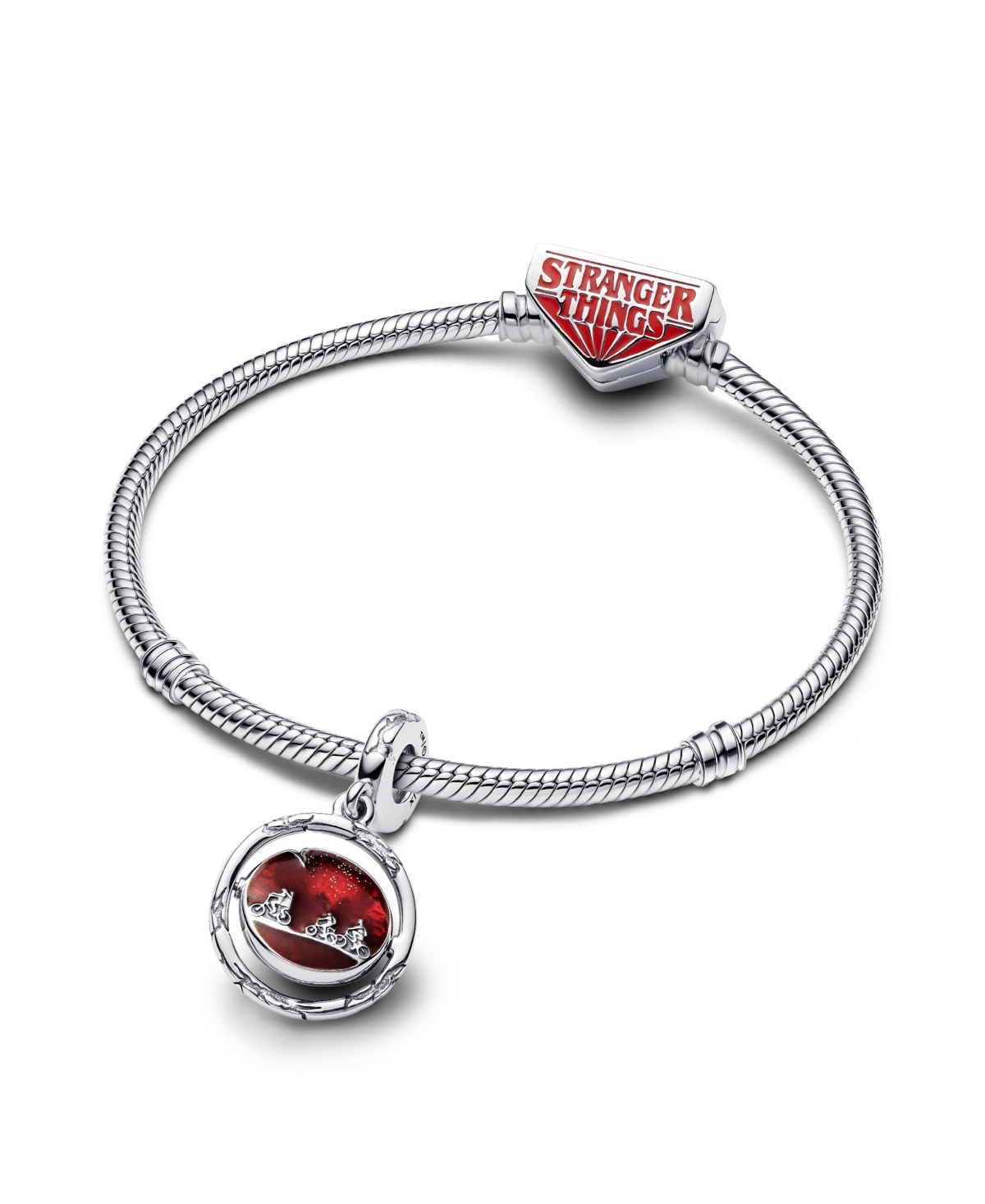 Pandora Stranger Things Glow-in-the-dark Upside Down Dangle Charm In Two Tone