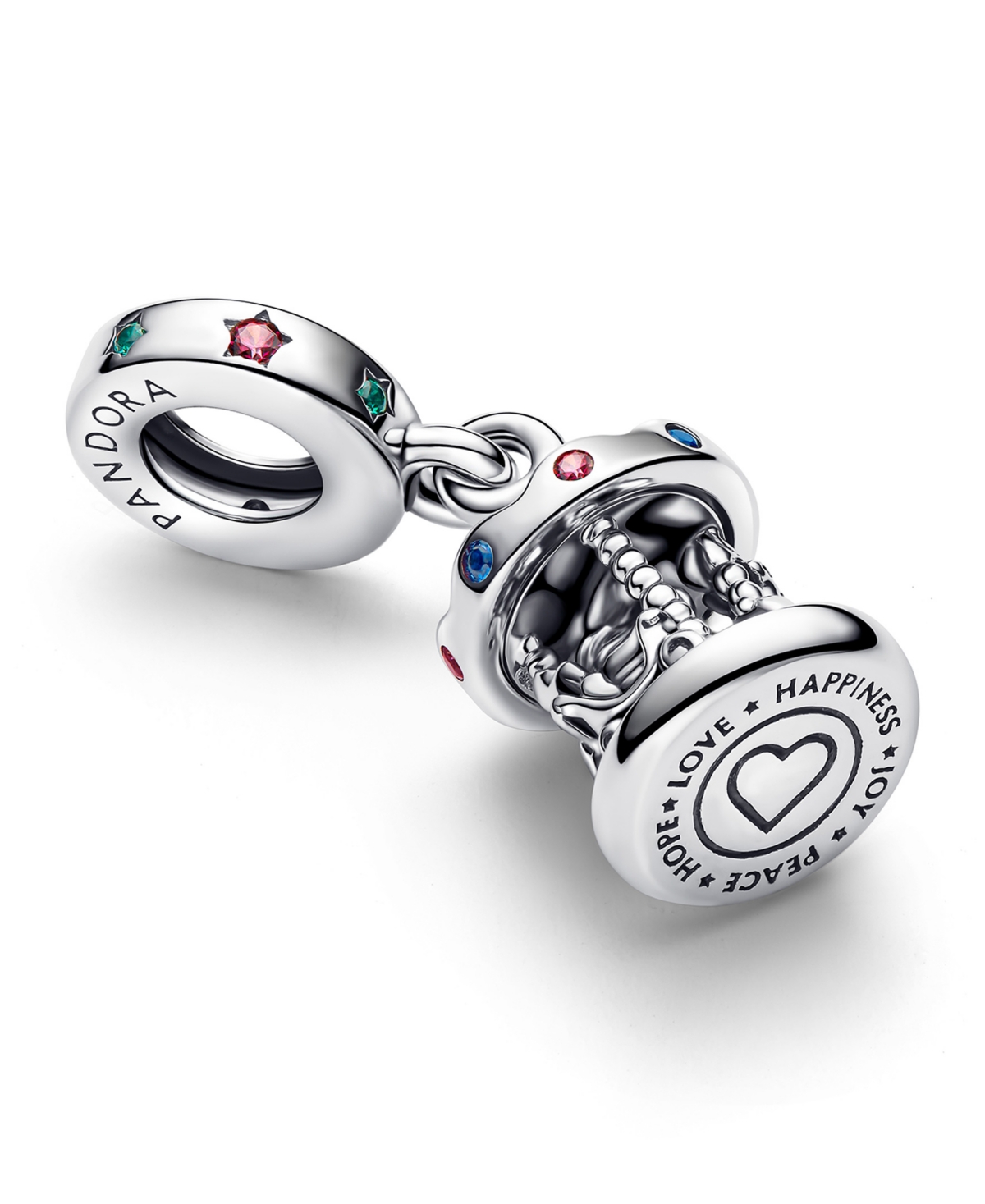 Pandora Sterling Silver Spinning Carousel Dangle Charm In Red