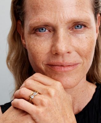 Gold-Plated Sparkling Bow Crossover Band Ring