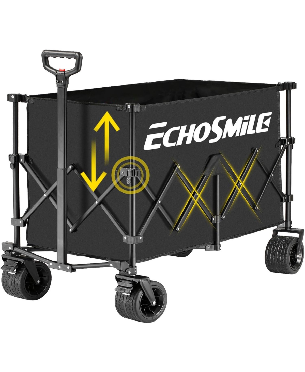 Collapsible Foldable Extended Height Wagon with 500lbs Weight Capacity,Folding Utility Garden Cart with Big All-Terrain Beach Wheels,for Cam