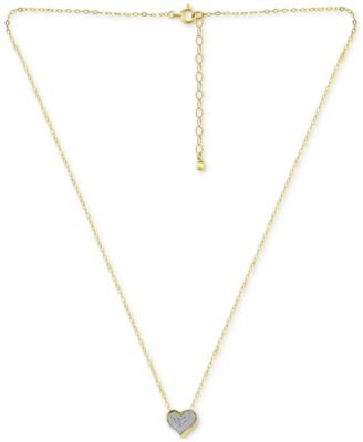 Pav&eacute; Cubic Zirconia Heart Pendant Necklace (5/8 ct. t.w.) in 18k Gold Over Sterling Silver, 16" + 2" extender, Exclusively at Macy's