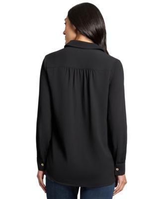 売れ筋商品|||ジョーンズニューヨーク カットソー トップス レディース Long Sleeve Shirttail Side Button Popover Tunic Jones Black Jones New York Side Button Popover Tunic Top | Nordstrom
