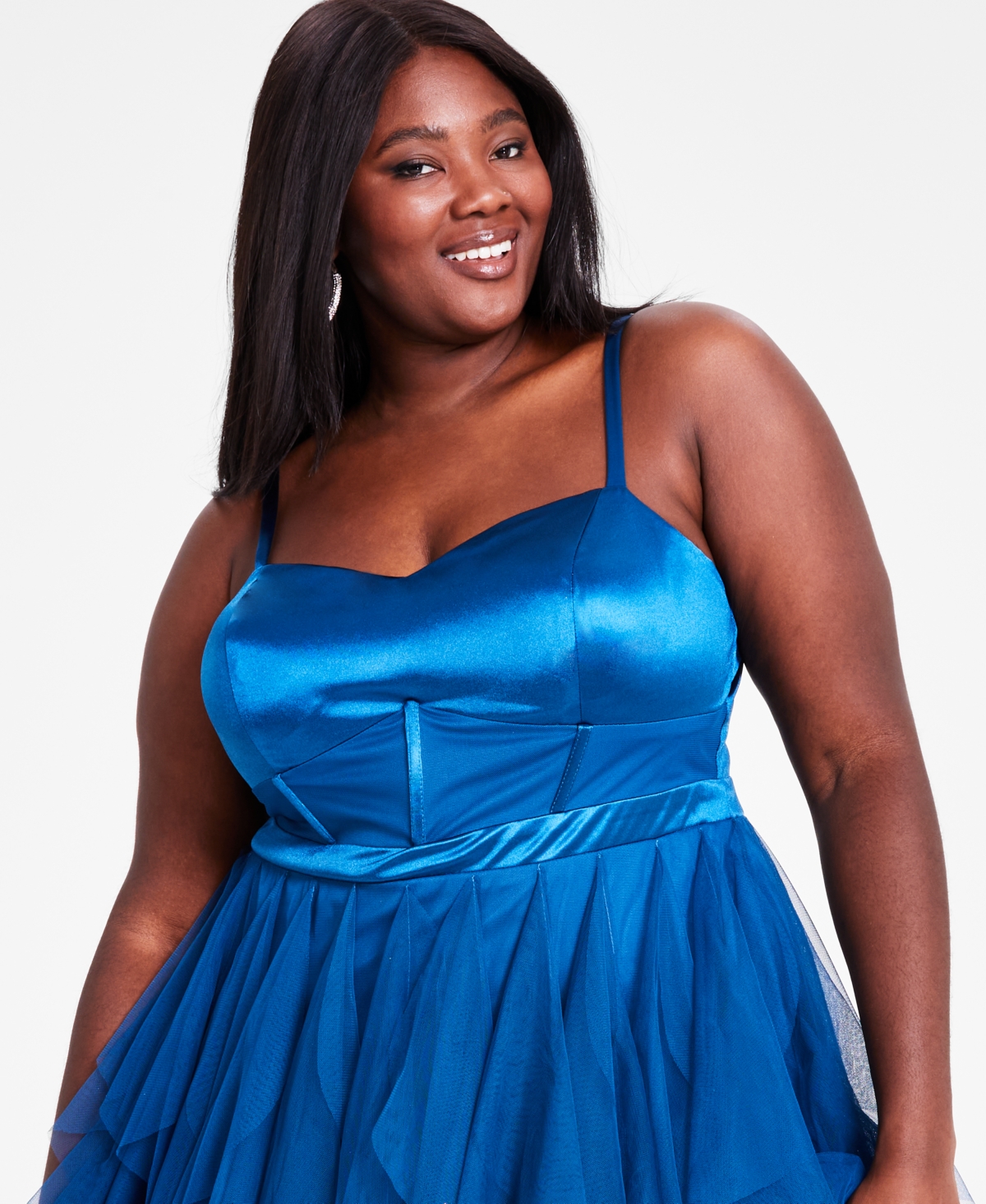 CITY STUDIOS TRENDY PLUS SIZE CORSET-BODICE RUFFLED-SKIRT GOWN 