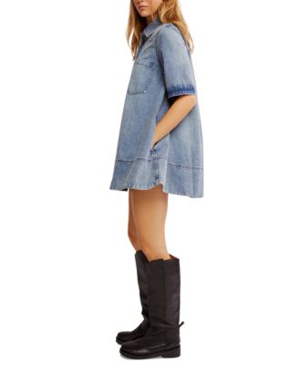 white christmas dresses Free People Something Sweet Denim Mini Dress – Dolls Kill main image 0