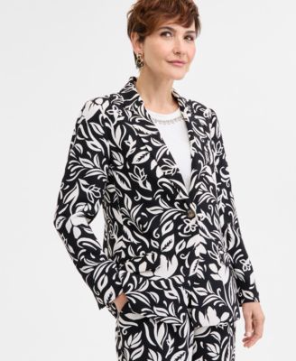 JM COLLECTION PRINTED BLAZER T SHIRT PRINTED PULL ON PANTS EXCLUSIVELY AT MACYS 