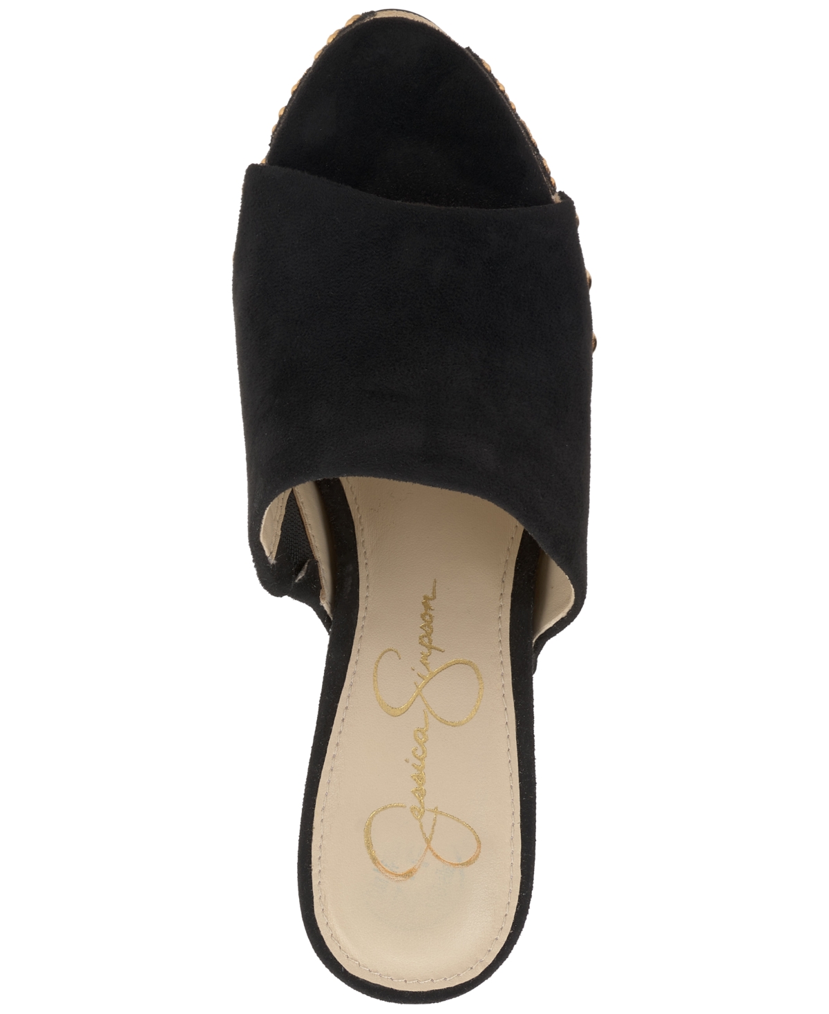 Jessica Simpson Shelbie Black Suede Platform High Heel Slide Sandals In Black Suede