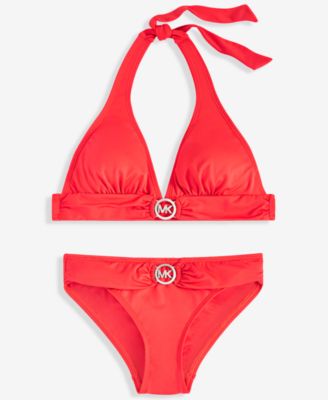 Michael Kors Michael  Logo Ring Halter Bikini Top Bikini Bottoms Created For Macys In White