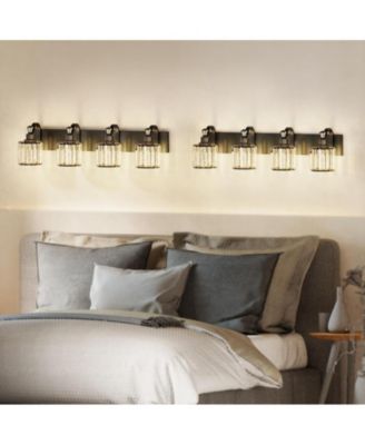 34"L x 10"W x 9"H Modern Crystal Bathroom Vanity Lights Black Bathroom Light Fixtures Crystal Vanity Shower Lights Over Mirror