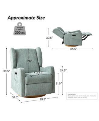 Rosalina Modern Recliner with Built-In Nightlight and Wooden Base