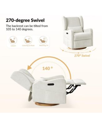 Rosalina Modern Recliner with Built-In Nightlight and Wooden Base