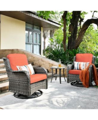 Outdoor Swivel Rocker Chairs Set, 3 Piece Patio Bistro Set with 360 Degrees Rocking Chair and Side Table