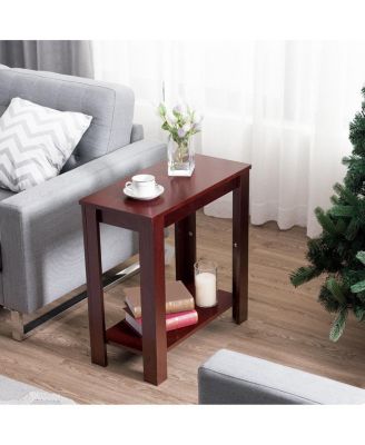 2-Tier Modern Compact End Table with Storage Shelf