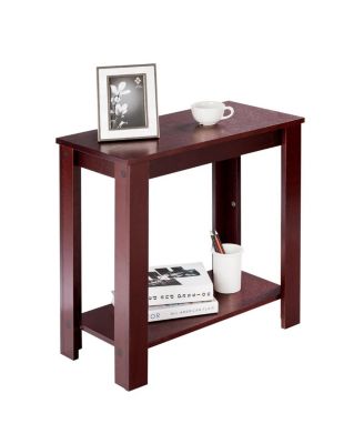 2-Tier Modern Compact End Table with Storage Shelf