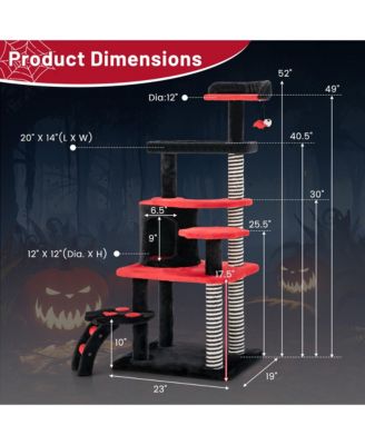Gothic Cat Tree 52'' Tall Cat Tower w/ Cat Bed Cat Condo Sisal Scratching Post