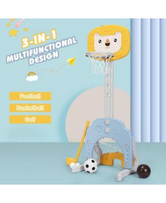 3-in-1 Adjustable Kids Basketball Hoop Sports Set