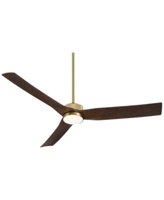 60" Montage Modern Indoor Outdoor Ceiling Fan 3 Blade LED Light Remote Control Soft Brass Finish Bedroom Damp Rated