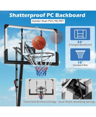 4.9-10 FT Basketball Hoop System with 44 Inch Shatterproof Backboard with Wheels