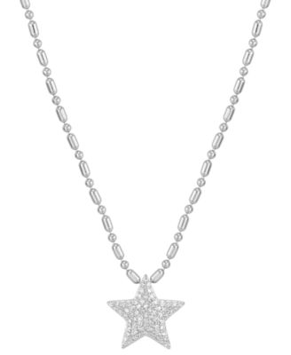 Macy's - Diamond Star Pendant Necklace (1/4 ct. t.w.) in Sterling Silver