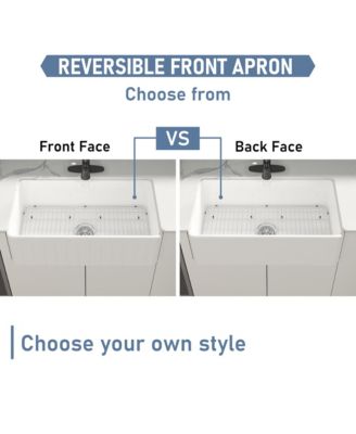 33inch L x 18inch W Single Bowl Fireclay Farmhouse Kitchen Sink with Sink Grid