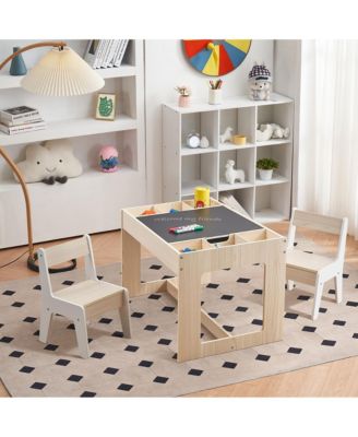 Drawing and Activity Board Children Table with 2 Chairs Set
