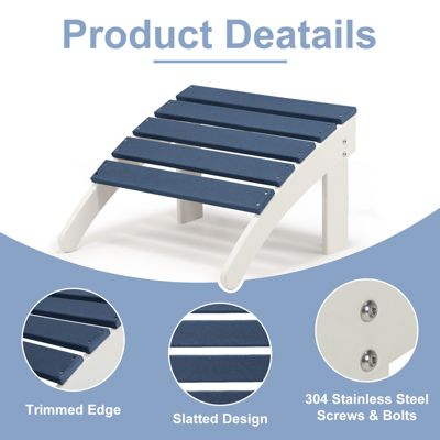Outdoor Adirondack Ottoman - Weather-Resistant HDPE Patio Footrest for Ultimate Relaxation