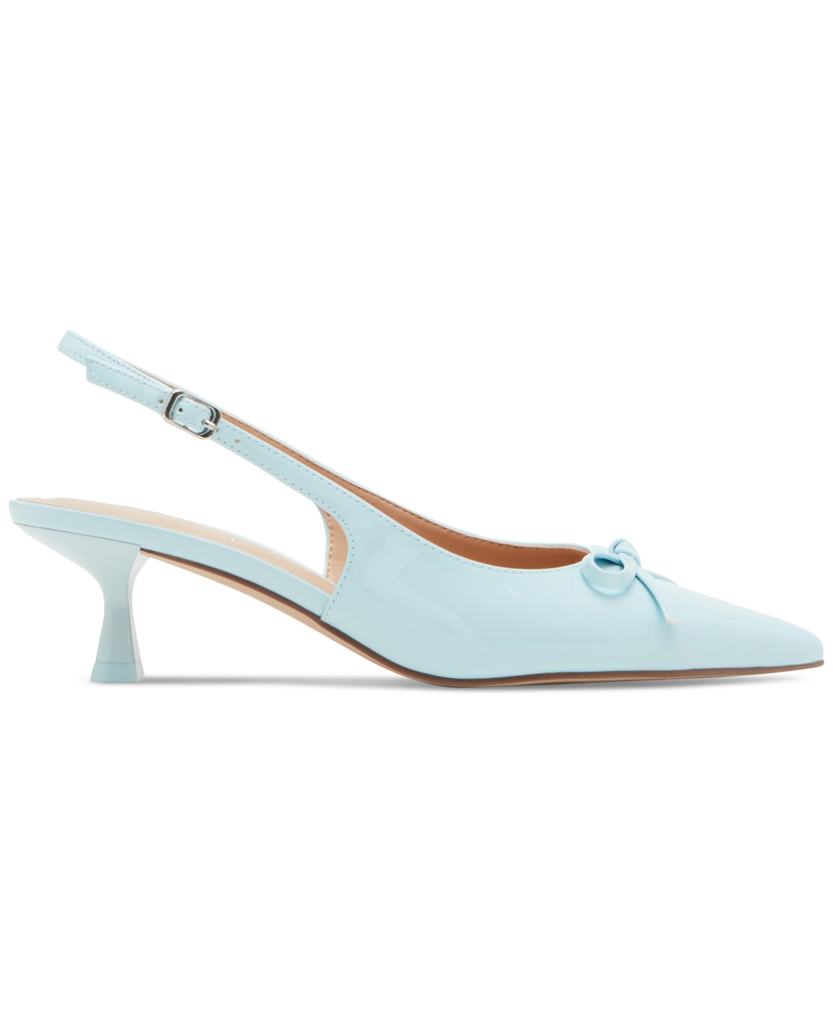 Madden Girl Vogue Bow Slingback Kitten-heel Pumps In Ice Blue Patent