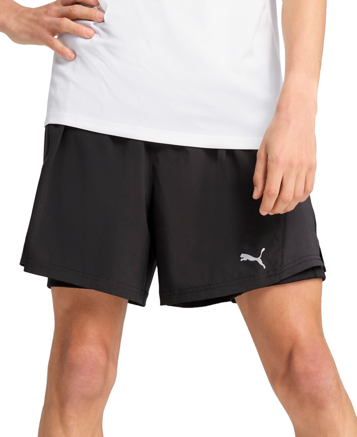 Puma Men's Run Velocity Logo Shorts In  Black