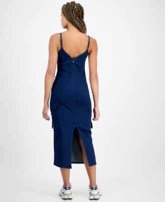 Juniors' Sleeveless Cargo Bodycon Dress