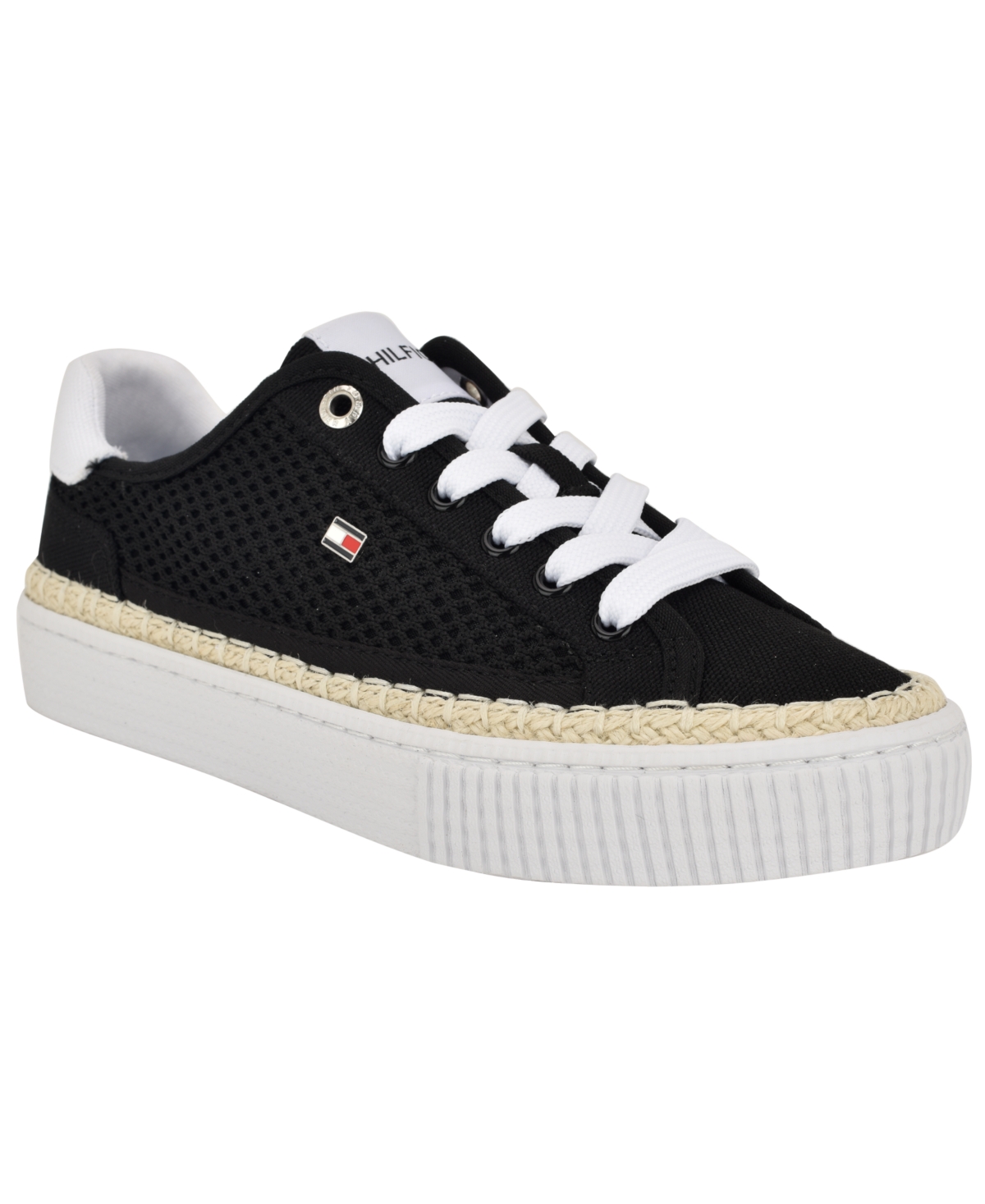 Tommy Hilfiger Women's Chirley Mesh Espadrille Platform Sneakers In Black