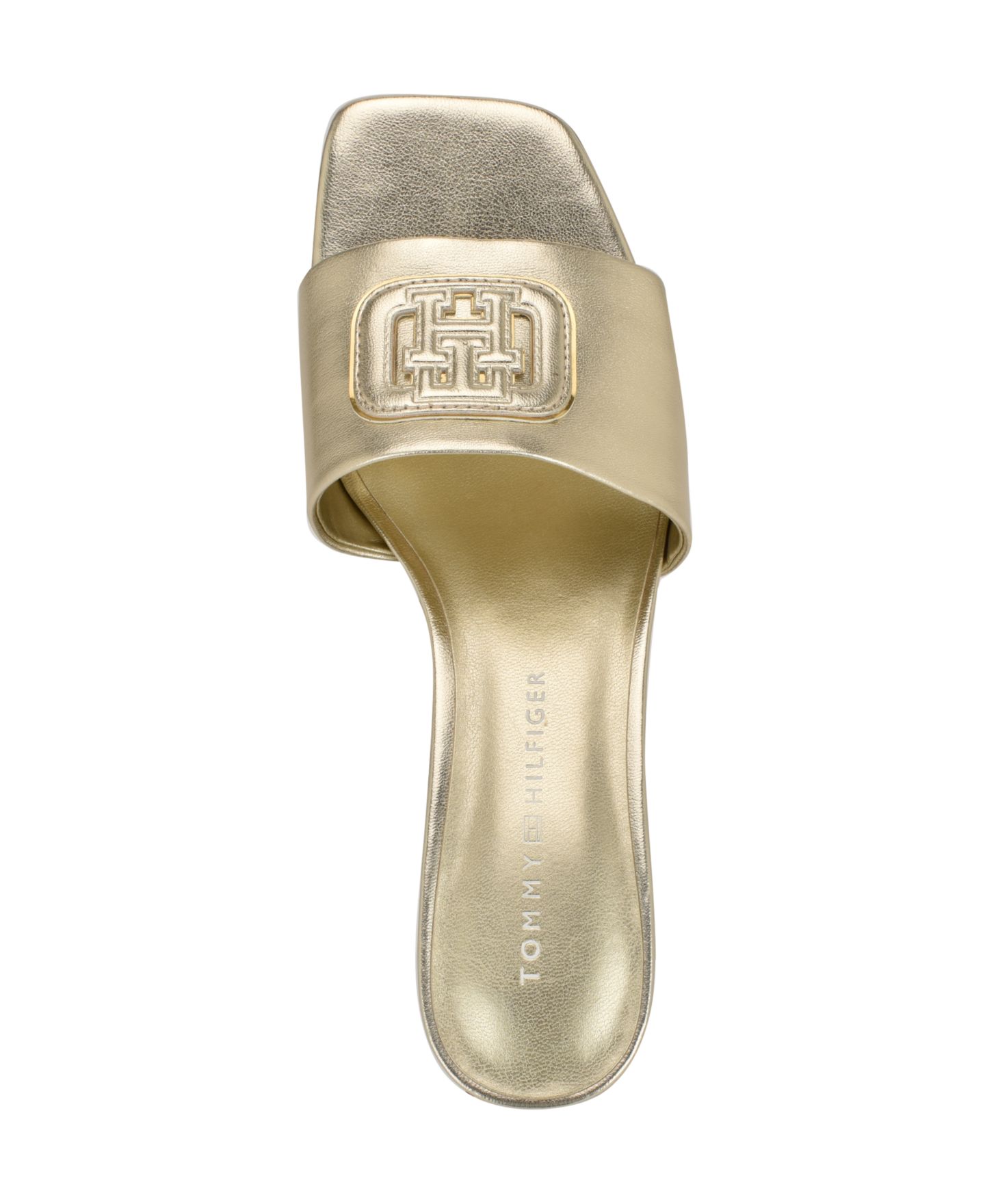Женские сандалии Tommy Hilfiger Penni Logo Block Heel Slip-On, цвет: Золотой — фото 4